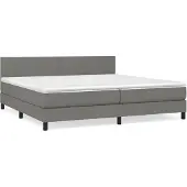 Syfax Cama box spring con colchón tela gris oscuro 200x200 cm