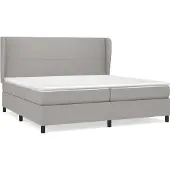 Syfax Cama box spring con colchón tela gris claro 200x200 cm