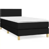 Syfax Cama box spring con colchón tela negro 80x200 cm
