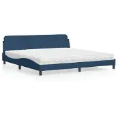 Syfax Cama con colchón Dover tela azul 200x200 cm
