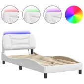 Syfax Estructura de cama con LED sin colchón Hvar blanco 90x200 cm
