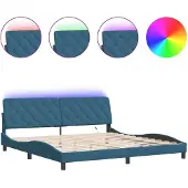 Syfax Estructura de cama con LED sin colchón terciopelo azul 200x200 cm