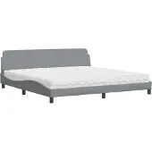 Syfax Cama con colchón Dover tela gris claro 200x200 cm