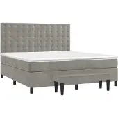Syfax Cama box spring con colchón terciopelo gris claro 180x200 cm