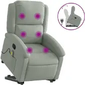 Syfax Sillón reclinable de masaje elevable terciopelo gris claro
