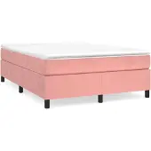 Syfax Estructura de cama con somier terciopelo rosa 140x190 cm