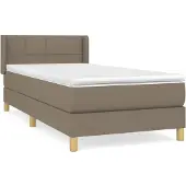Syfax Cama box spring con colchón tela gris taupe 80x200 cm