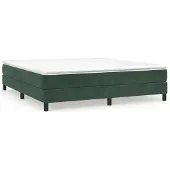 Syfax Cama box spring con colchón terciopelo verde oscuro 180x200 cm