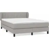 Syfax Cama box spring con colchón tela gris claro 140x200 cm