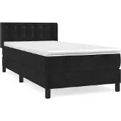 Syfax Cama box spring con colchón cuero sintético negro 90x190 cm