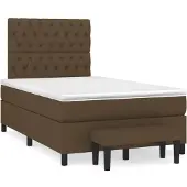 Syfax Cama box spring con colchón tela marrón oscuro 120x200 cm