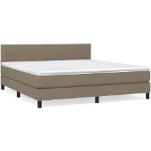 Syfax Cama box spring con colchón tela gris taupe 160x200 cm