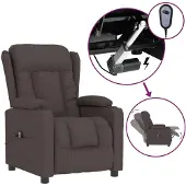 Syfax Sillón reclinable eléctrico tela marrón oscuro