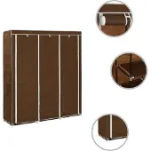 Syfax Armario con compartimentos y varillas tela marrón 150x45x175 cm