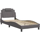 Syfax Estructura de cama Viana sin colchón cuero sintético gris 80x200 cm