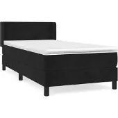 Syfax Cama box spring con colchón terciopelo negro 80x200 cm
