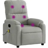 Syfax Sillón reclinable de masaje tela de microfibra gris claro