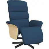 Syfax Sillón reclinable con reposapiés tela azul
