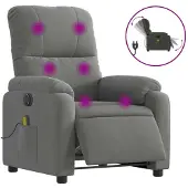 Syfax Sillón reclinable masaje eléctrico tela microfibra gris oscuro
