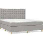 Syfax Cama box spring con colchón tela gris claro 180x200 cm