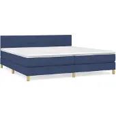 Syfax Cama box spring con colchón tela azul 200x200 cm