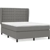 Syfax Cama box spring con colchón tela gris oscuro 140x190 cm