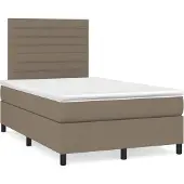 Syfax Cama box spring con colchón tela gris taupe 120x200 cm