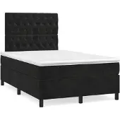 Syfax Cama box spring con colchón terciopelo negro 120x200 cm