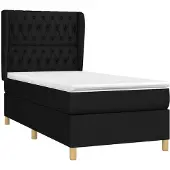 Syfax Cama box spring con colchón tela negro 90x200 cm