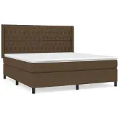 Syfax Cama box spring con colchón tela marrón oscuro 180x200 cm