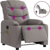 Syfax Sillón reclinable de masaje eléctrico tela gris taupe