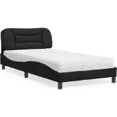 Syfax Cama con colchón Hvar cuero sintético negro 100x200 cm
