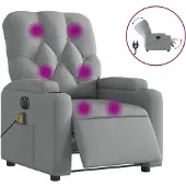 Syfax Sillón reclinable de masaje eléctrico tela gris claro