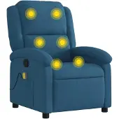 Syfax Sillón de masaje reclinable de terciopelo azul