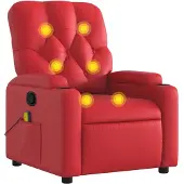 Syfax Sillón de masaje reclinable cuero sintético rojo