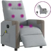 Syfax Sillón reclinable de masaje eléctrico tela gris claro
