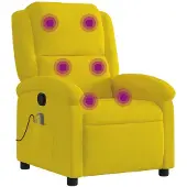 Syfax Sillón de masaje reclinable de terciopelo amarillo