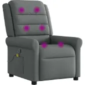 Syfax Sillón reclinable de masaje de tela gris oscuro