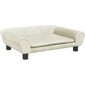 Syfax Cama para perros de terciopelo crema 70x48x22 cm