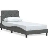 Syfax Estructura de cama sin colchón tela gris oscuro 90x200 cm