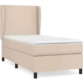 Syfax Cama box spring con colchón cuero sintético capuchino 90x190 cm