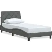Syfax Estructura de cama sin colchón tela gris oscuro 90x190 cm