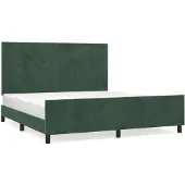Syfax Estructura cama sin colchón terciopelo verde oscuro 160x200 cm