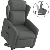 Syfax Sillón reclinable elevable de tela gris oscuro