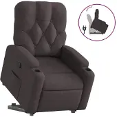 Syfax Sillón reclinable elevable tela marrón oscuro