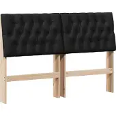 Syfax Cabecero tapizado Negro 150 cm Madera de pino macizo