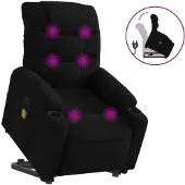 Syfax Sillón reclinable de masaje elevable tela negro