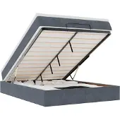 Syfax Estructura cama otomana colchón terciopelo gris oscuro