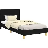 Syfax Cama para niños con cabecero Negro 90 x 190 cm tela