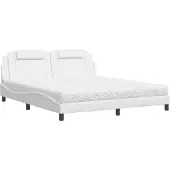 Syfax Cama Viana con colchón cuero sintético blanco 180x200 cm